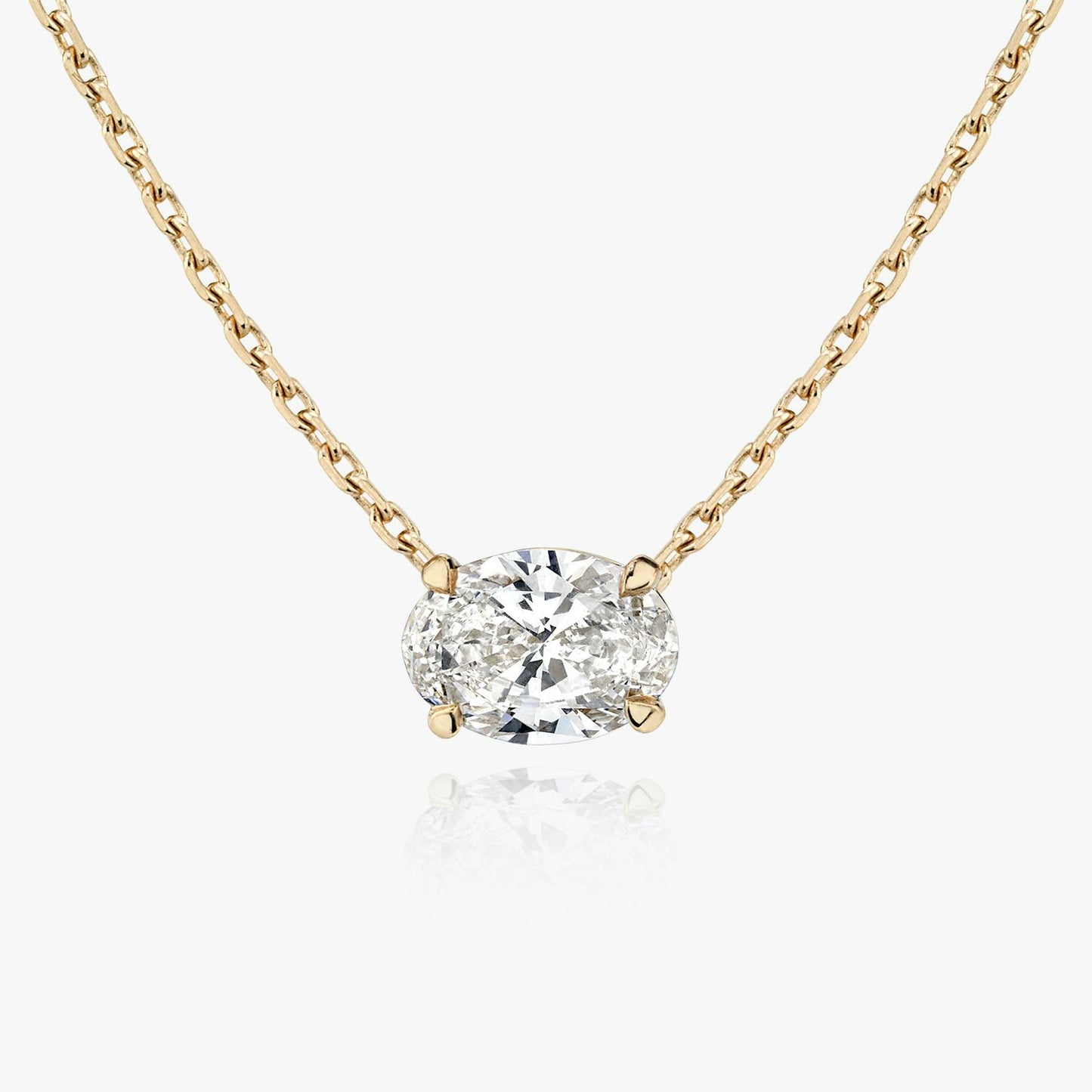 4-Prong East-to-West Oval Floating Solitaire Necklace