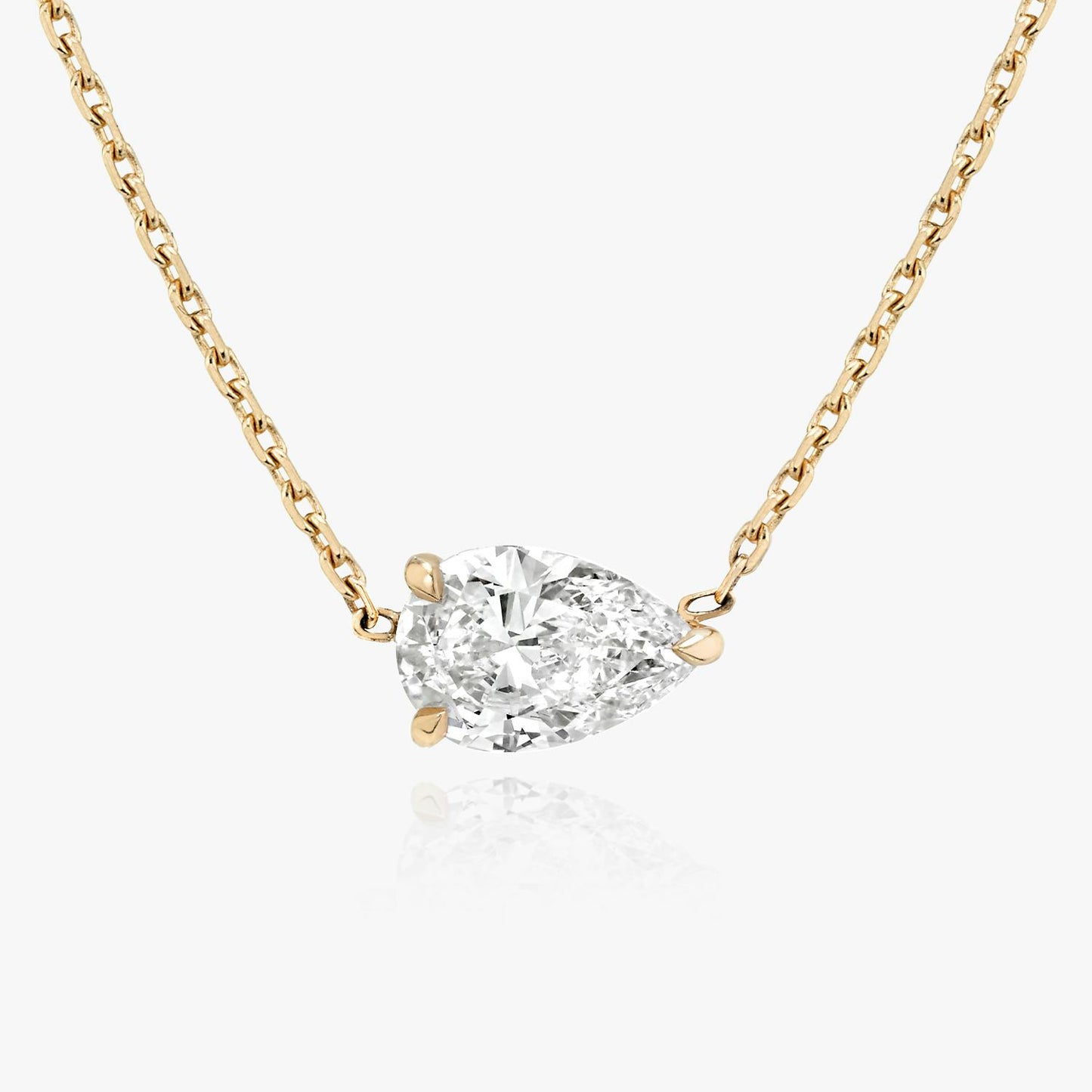 3-Prong East-to-West Pear Floating Solitaire Necklace