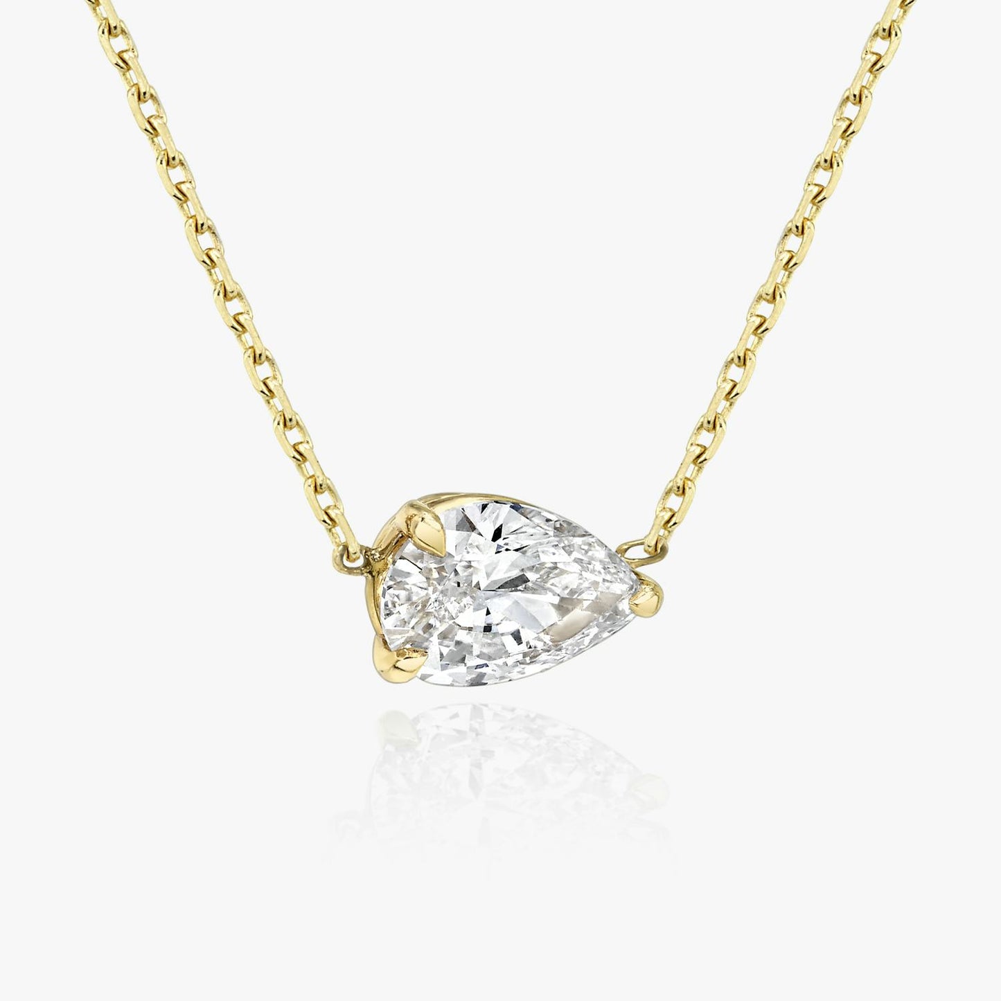 3-Prong East-to-West Pear Floating Solitaire Necklace