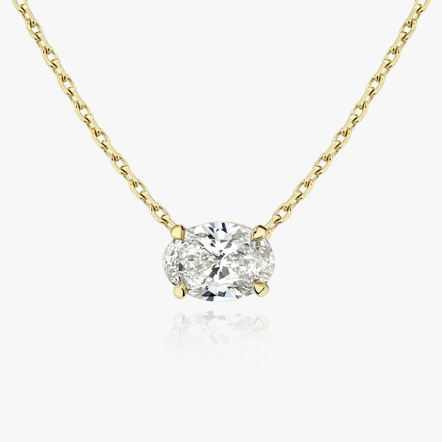 4-Prong East-to-West Oval Floating Solitaire Necklace