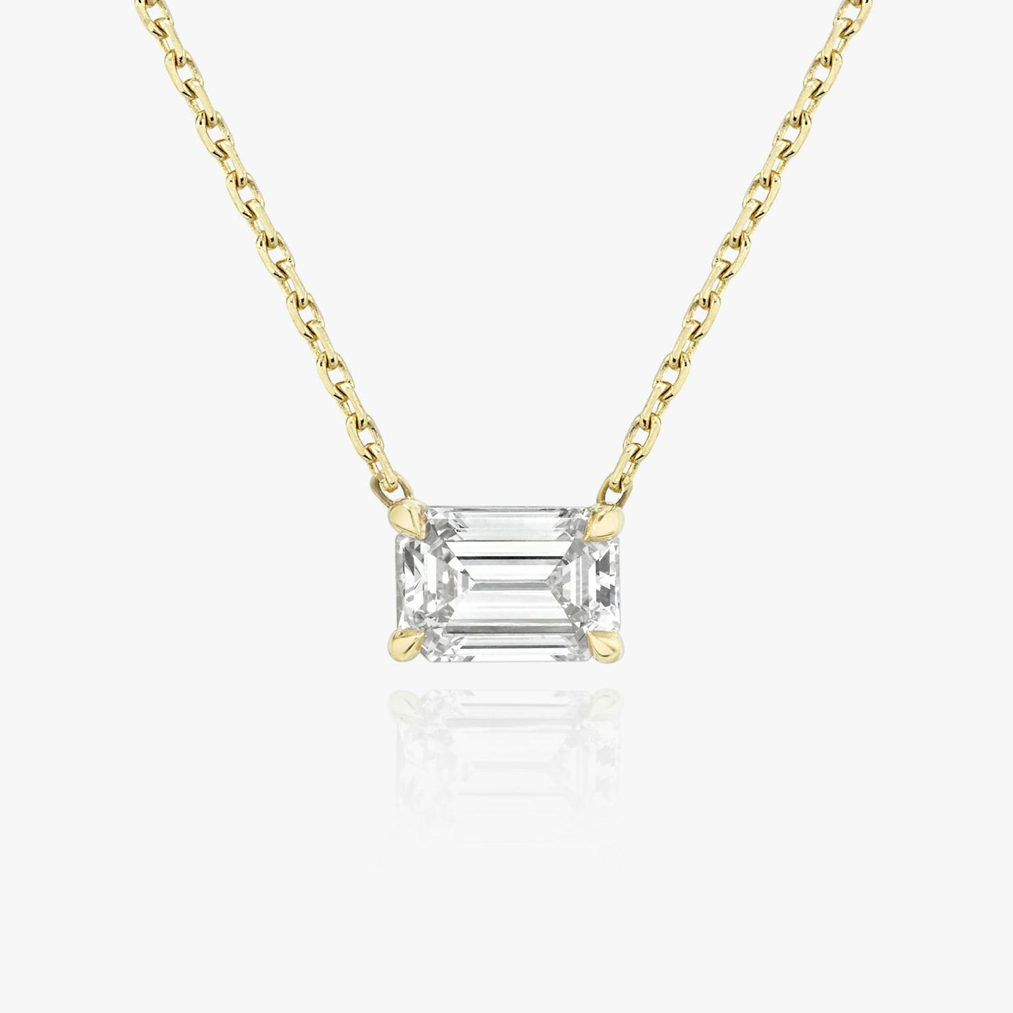 4-Prong East-to-West Emerald Floating Solitaire Necklace
