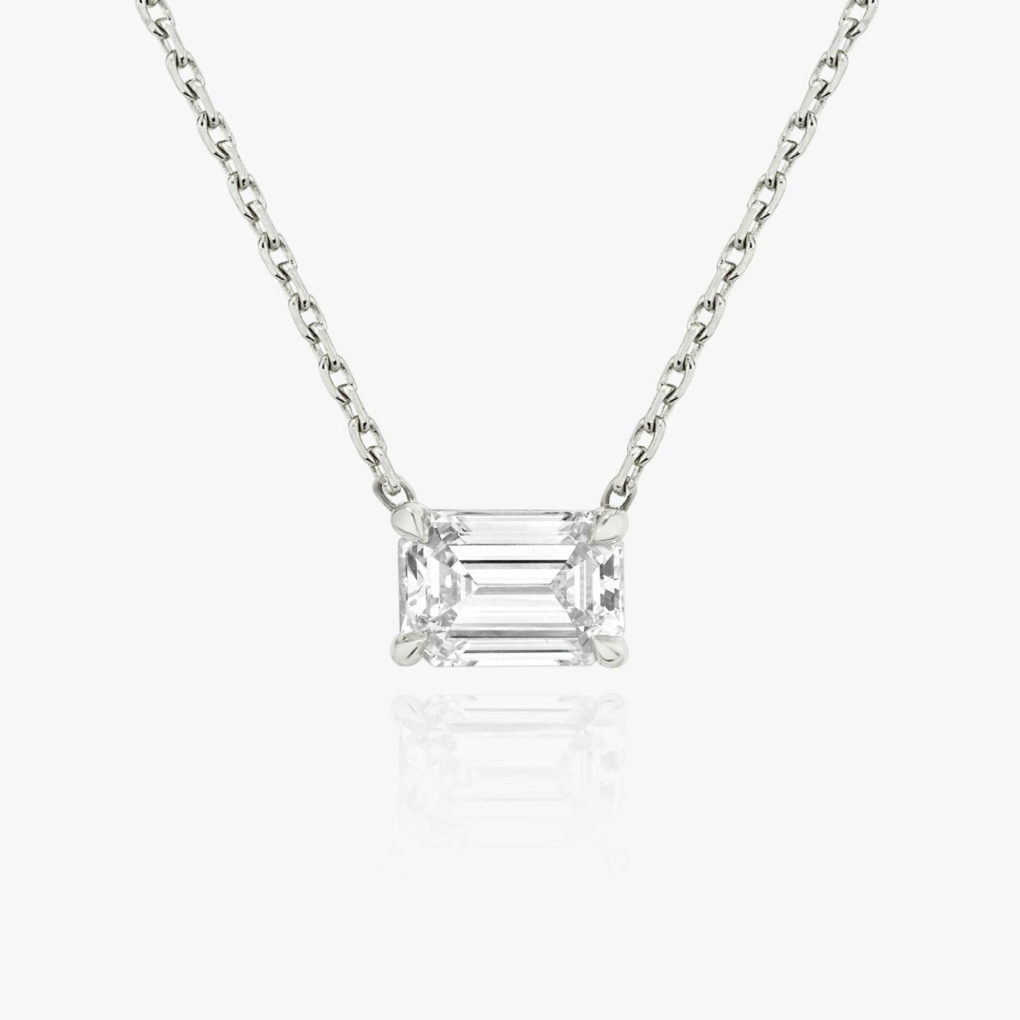 4-Prong East-to-West Emerald Floating Solitaire Necklace
