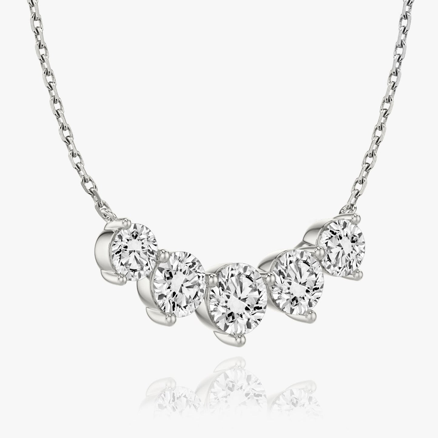 Round Solitaire Row of 5 Diamond Necklace