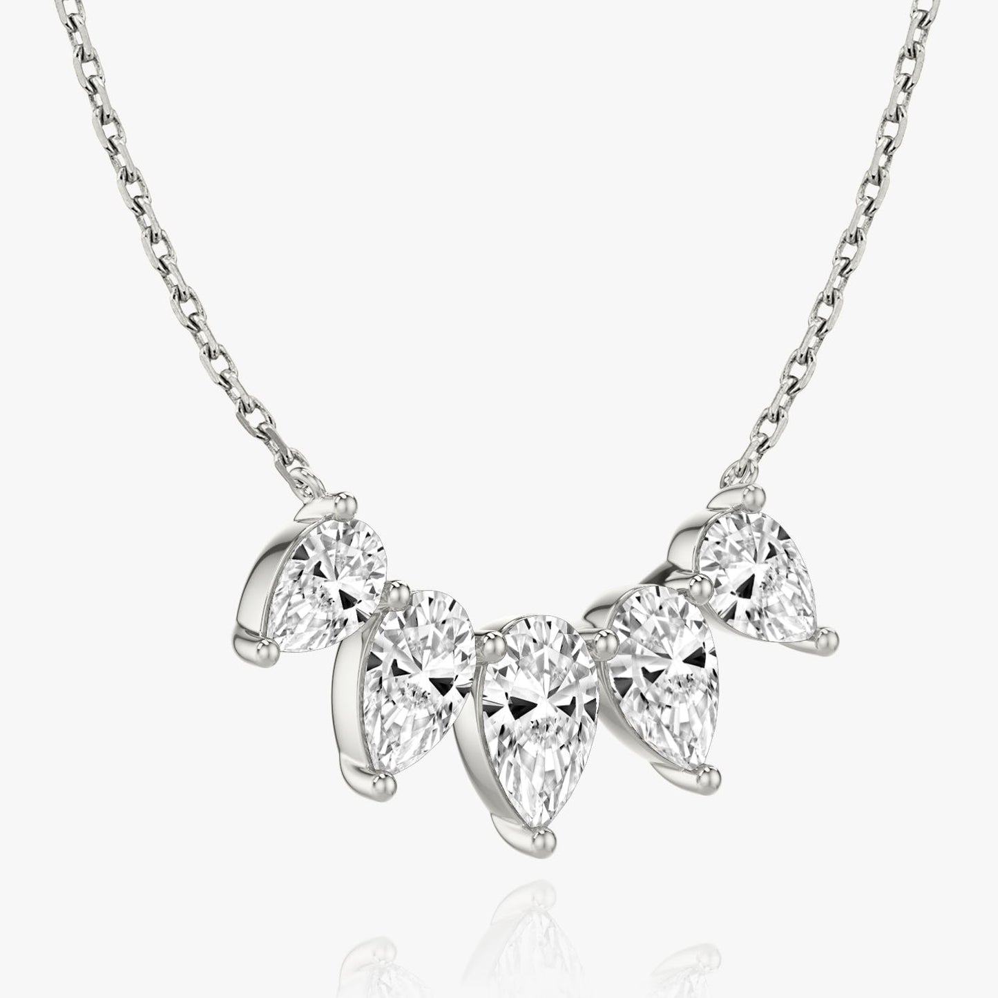 Pear Solitaire Row of 5 Diamond Necklace