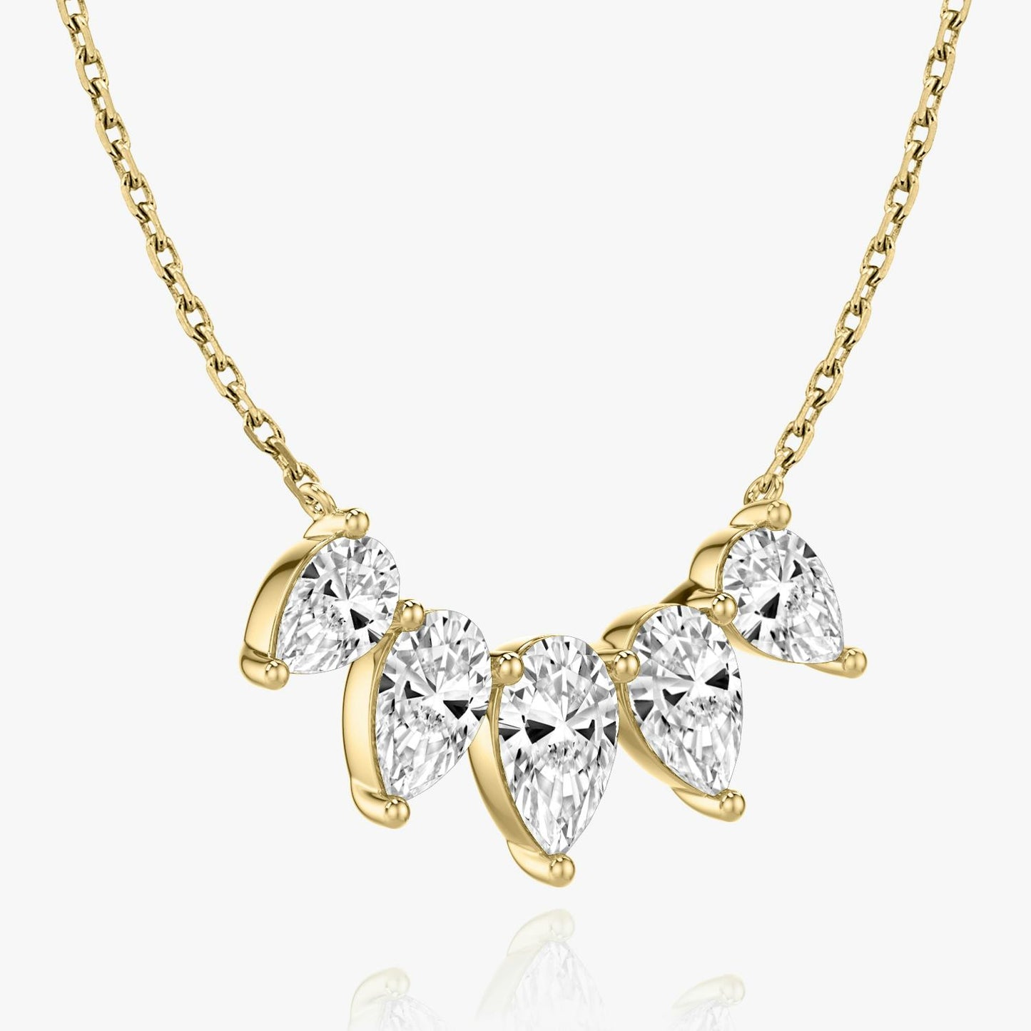Pear Solitaire Row of 5 Diamond Necklace