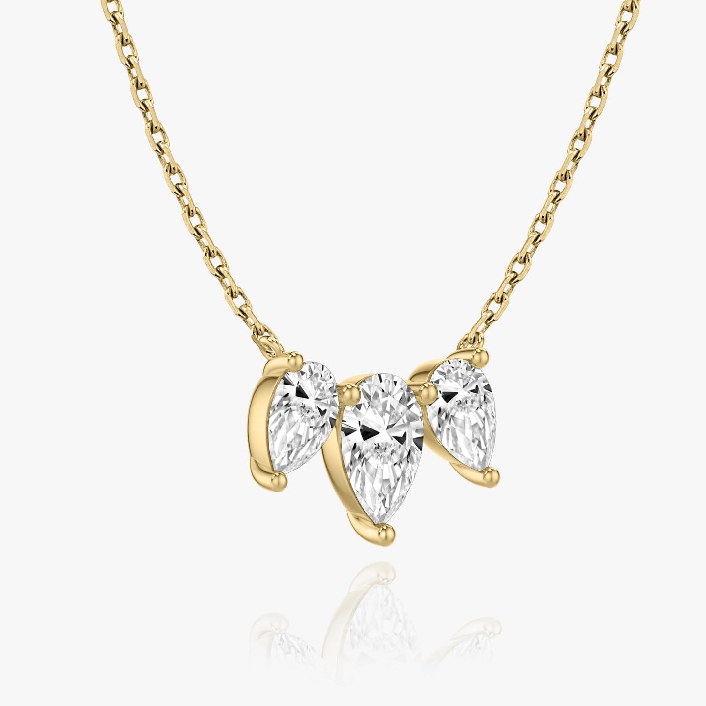 Pear Solitaire Row of 3 Diamond Necklace