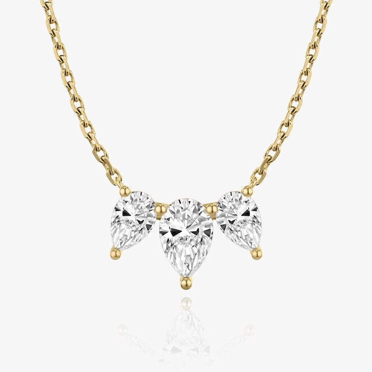 Pear Solitaire Row of 3 Diamond Necklace