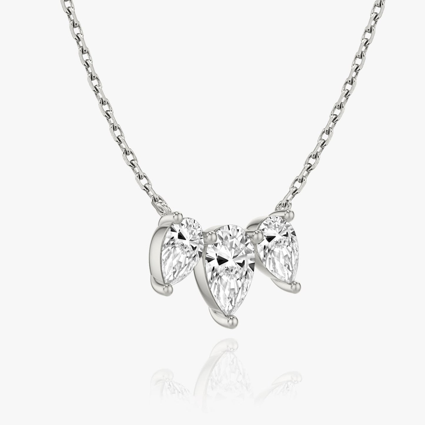 Pear Solitaire Row of 3 Diamond Necklace