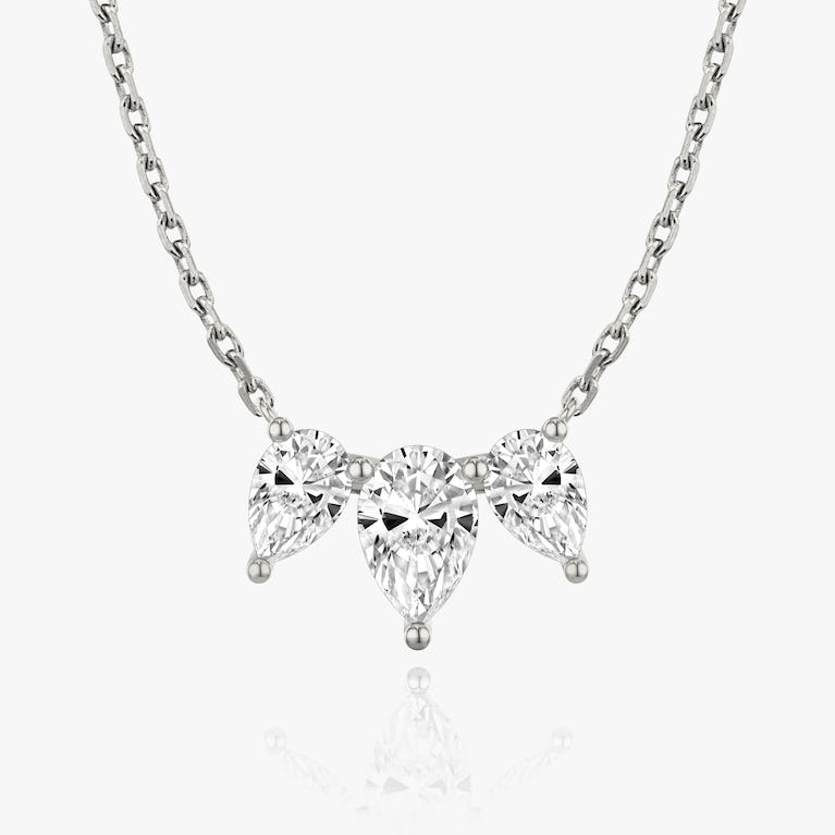 Pear Solitaire Row of 3 Diamond Necklace
