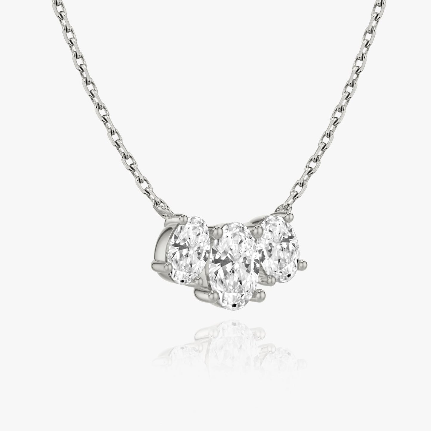 Oval Solitaire Row of 3 Diamond Necklace