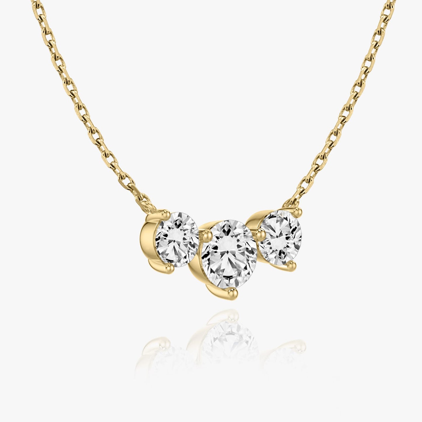 Round Solitaire Row of 3 Diamond Necklace