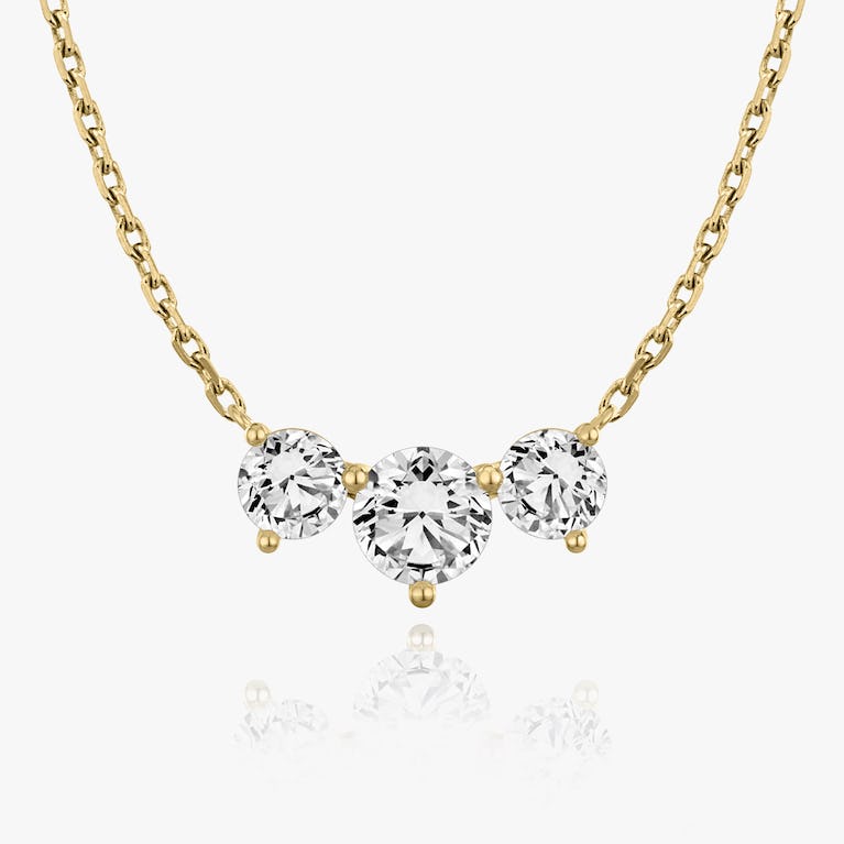 Round Solitaire Row of 3 Diamond Necklace