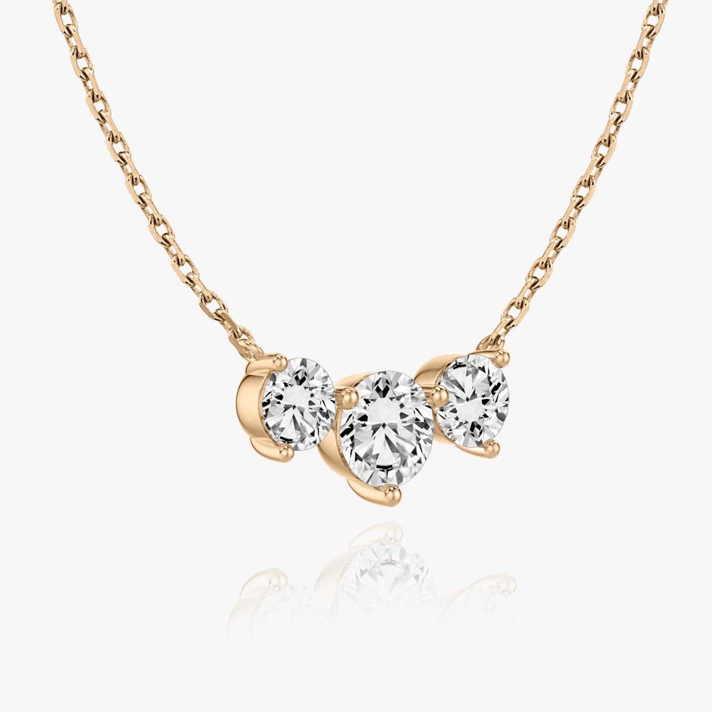 Round Solitaire Row of 3 Diamond Necklace