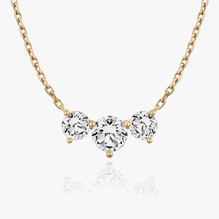 Round Solitaire Row of 3 Diamond Necklace