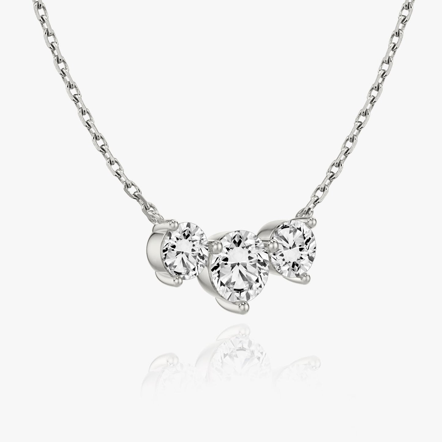 Round Solitaire Row of 3 Diamond Necklace