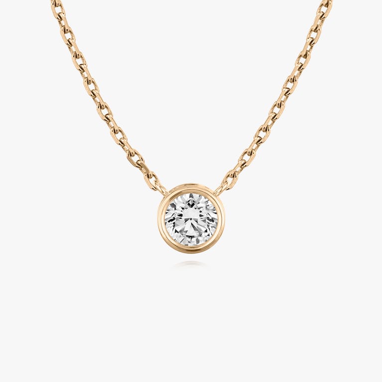 Bezel Set Round Solitaire Necklace