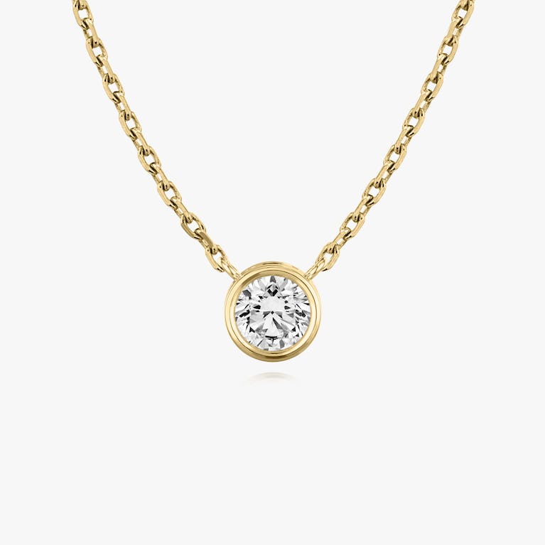 Bezel Set Round Solitaire Necklace