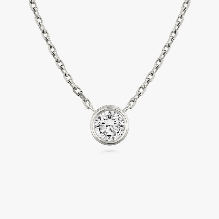 Bezel Set Round Solitaire Necklace