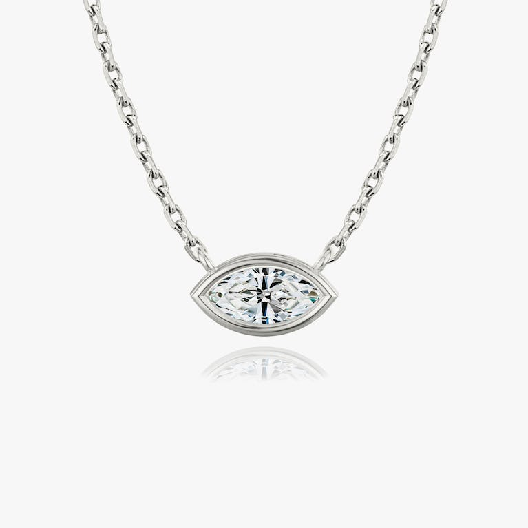 Bezel Set Marquise Solitaire Necklace