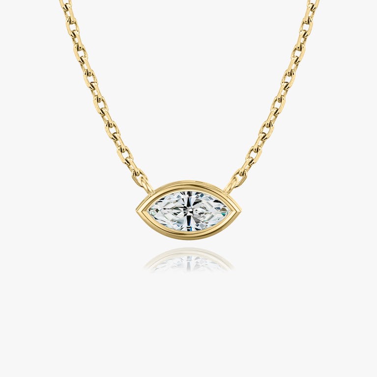 Bezel Set Marquise Solitaire Necklace