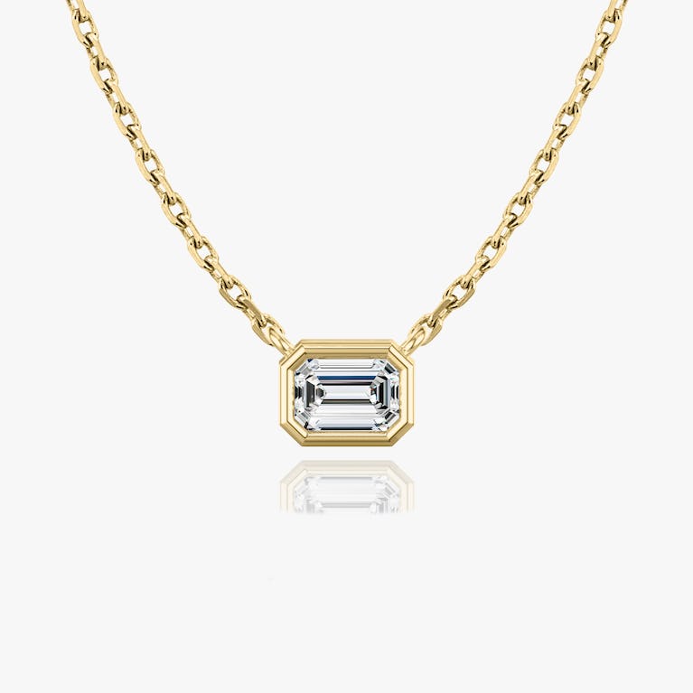 Bezel Set Emerald Solitaire Necklace
