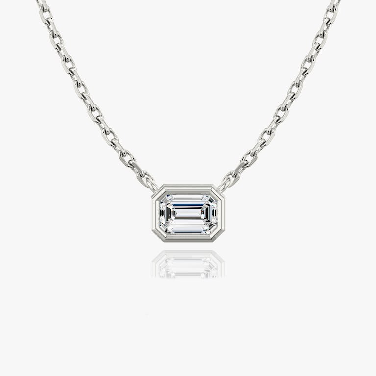 Bezel Set Emerald Solitaire Necklace