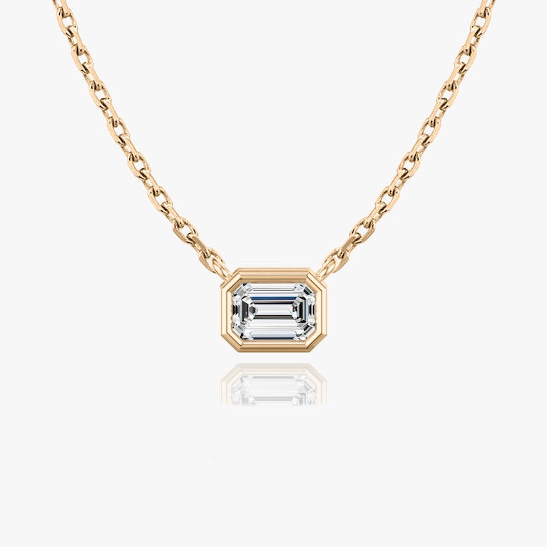 Bezel Set Emerald Solitaire Necklace