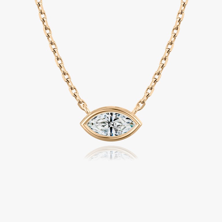 Bezel Set Marquise Solitaire Necklace