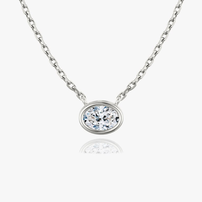 Bezel Set Oval Solitaire Necklace