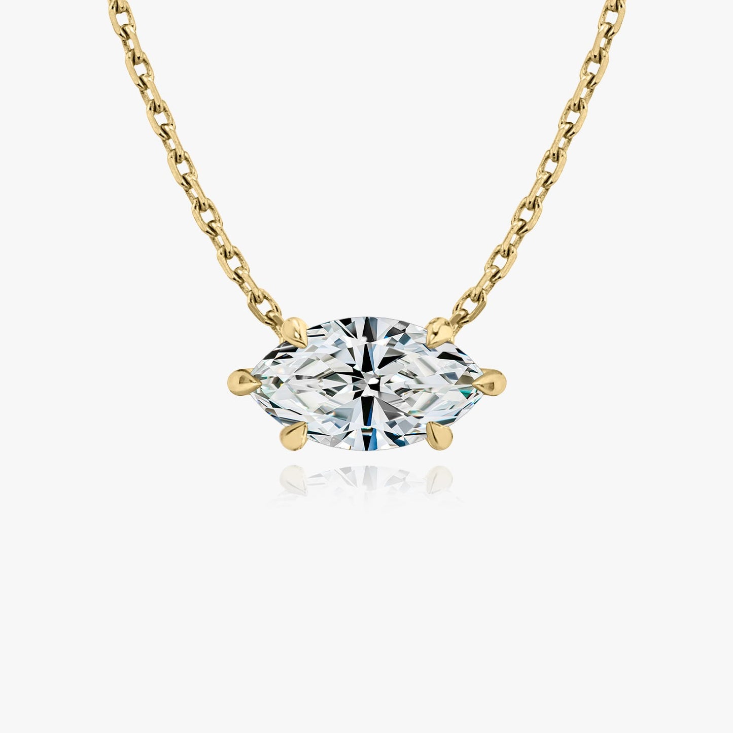 6-Prong East-to-West Marquise Floating Solitaire Necklace