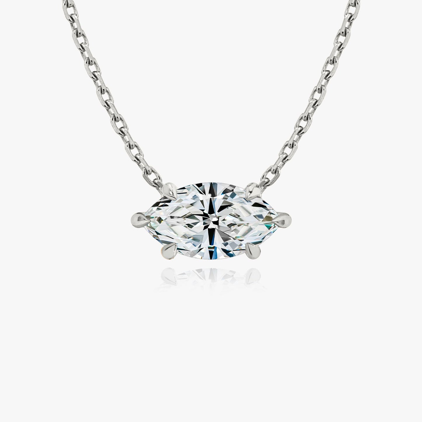 6-Prong East-to-West Marquise Floating Solitaire Necklace