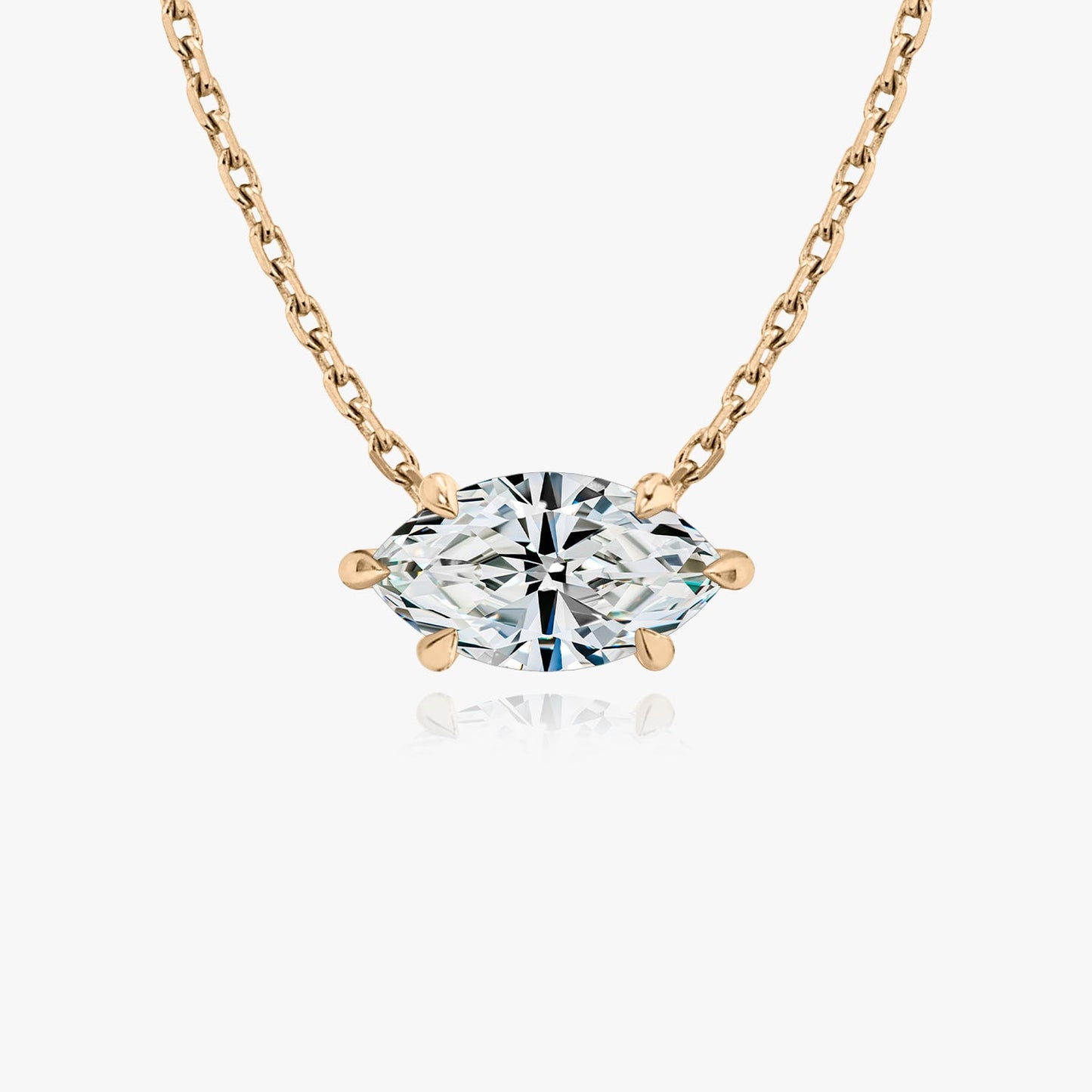 6-Prong East-to-West Marquise Floating Solitaire Necklace