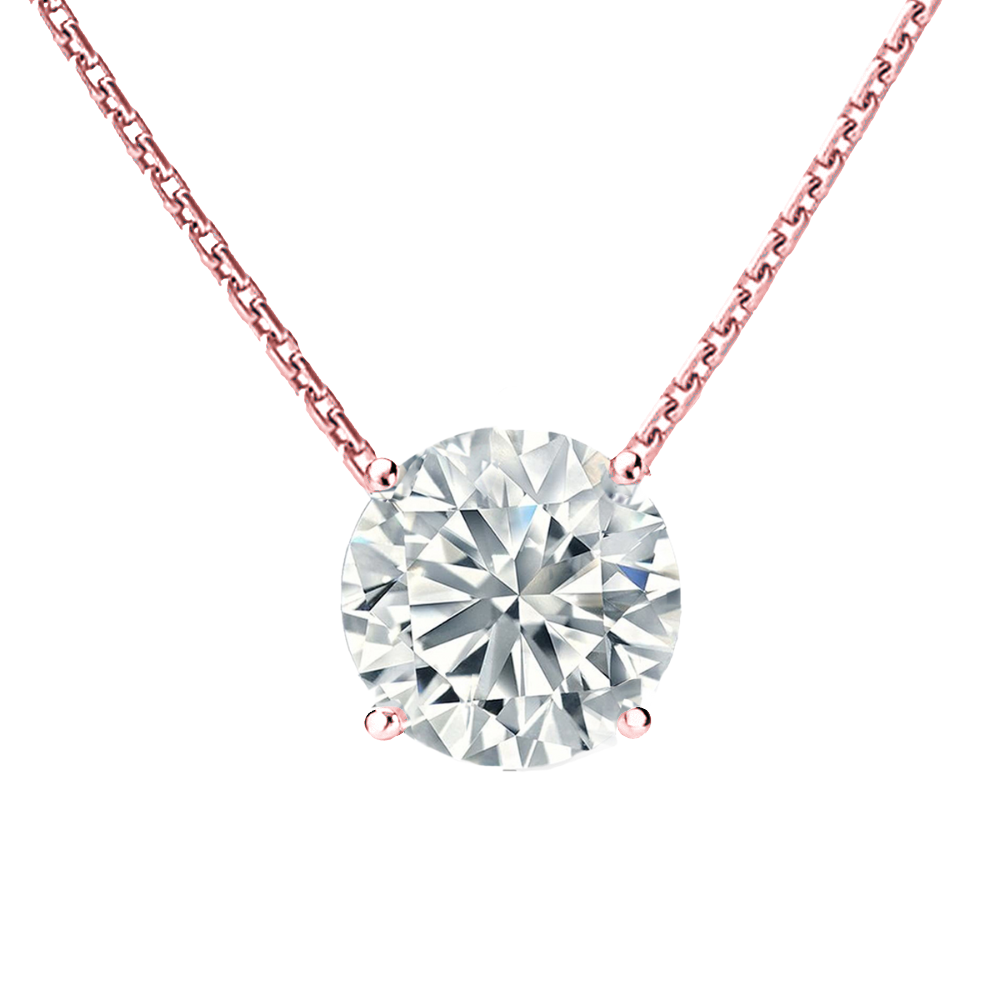 4-Prong Floating Round Solitaire Necklace