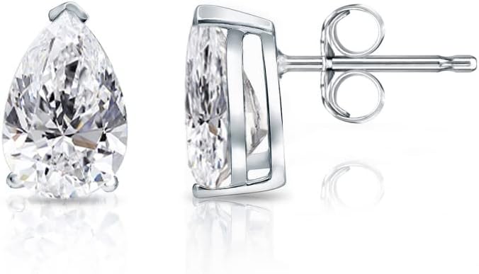 V-Prong Pear Studs Earrings