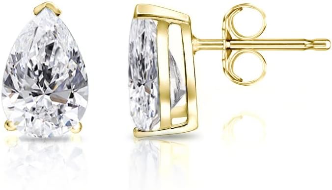 V-Prong Pear Studs Earrings