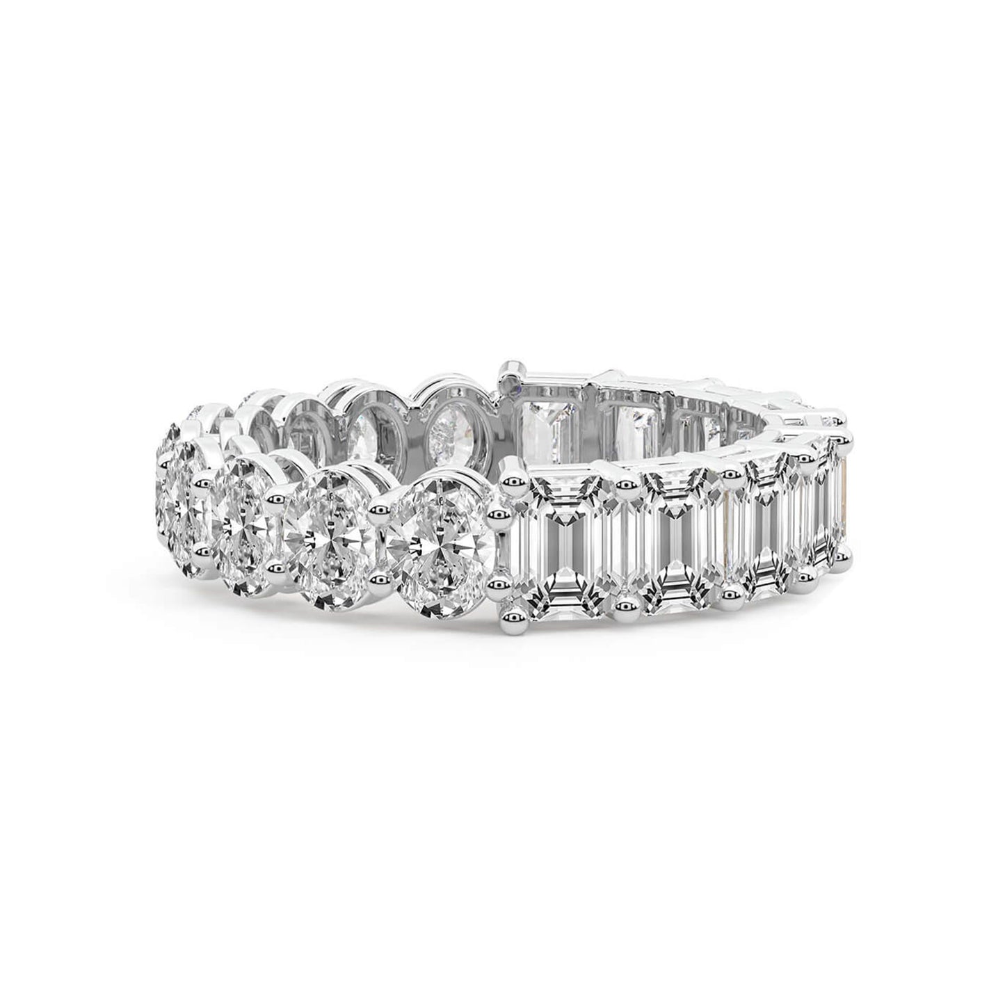 Emerald & Oval Diamond Eternity Band