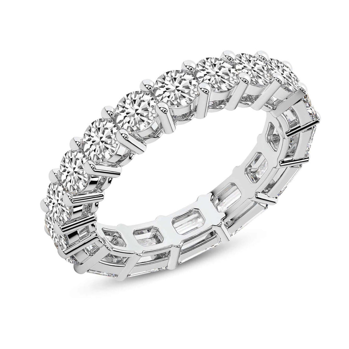East-to-West Emerald & Round Diamond Eternity Band