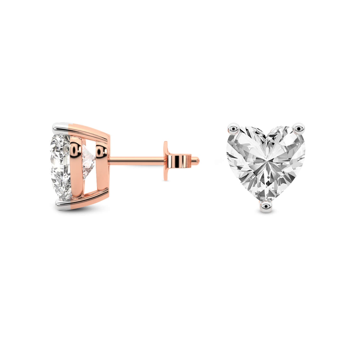 3-Prong Heart Stud Earrings