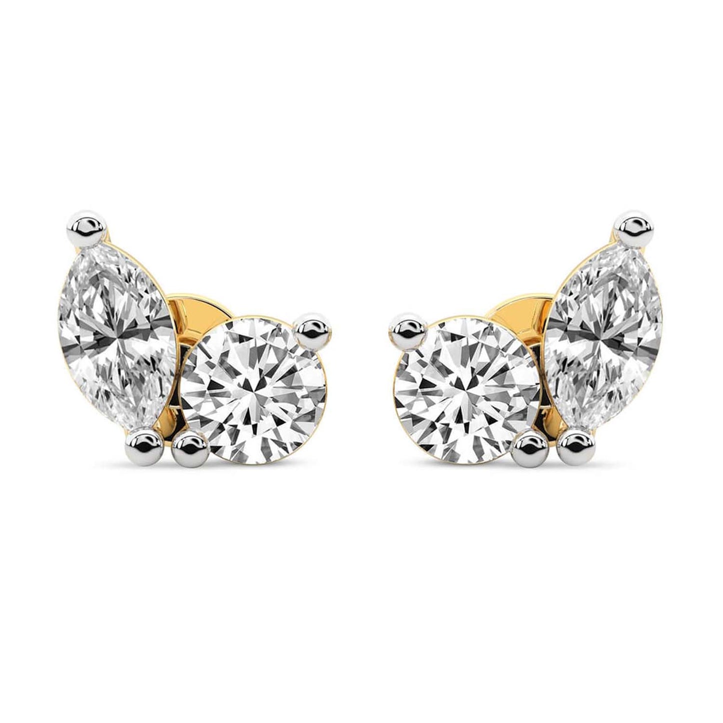 Round&Marquise Studs Earrings