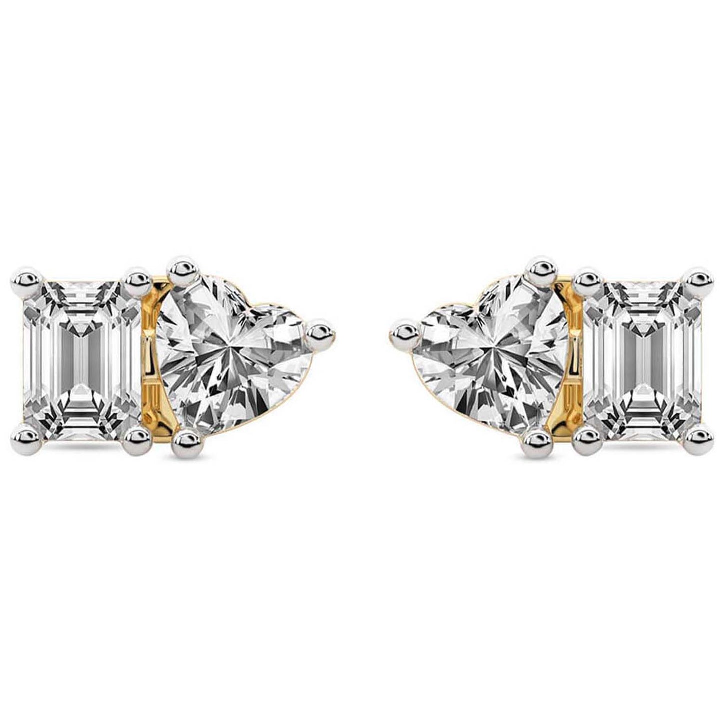 Heart&Emerald Studs Earrings