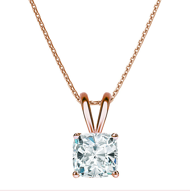 4-Prong Cushion Solitaire Necklace