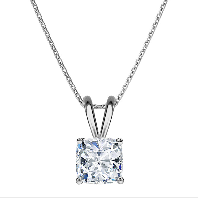 4-Prong Cushion Solitaire Necklace