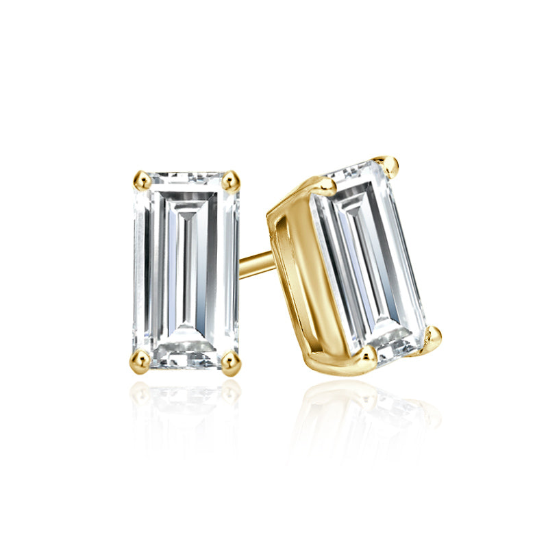 4-Prong Baguette Studs Earrings
