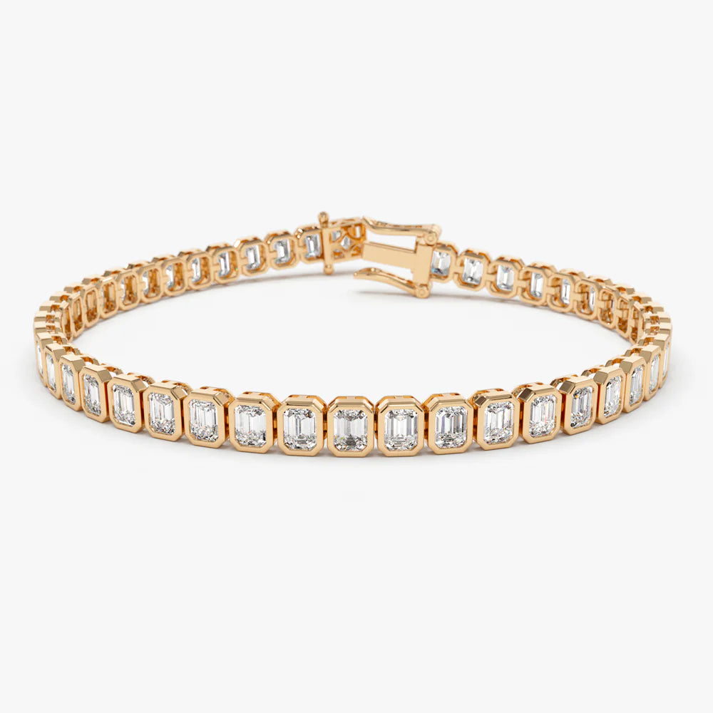 Emerald Cut Bezel Tennis Bracelet