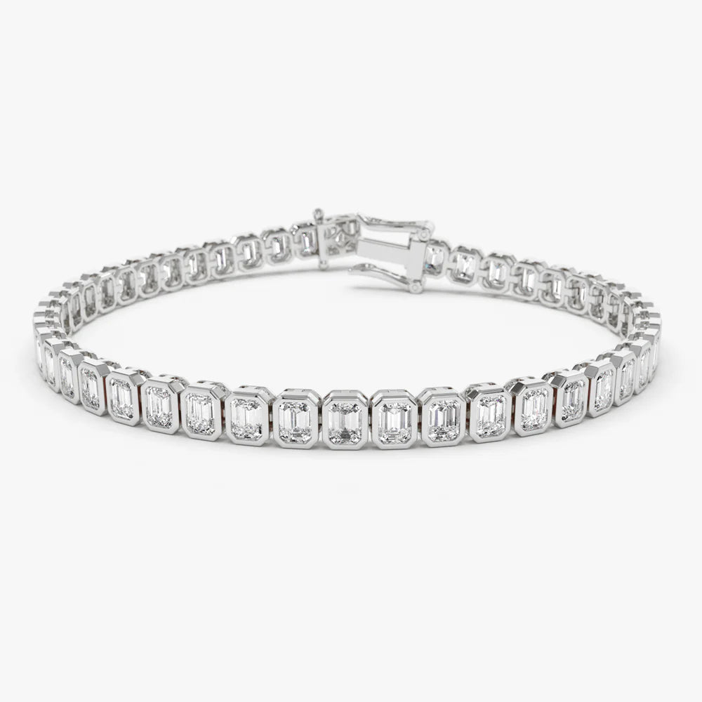 Emerald Cut Bezel Tennis Bracelet