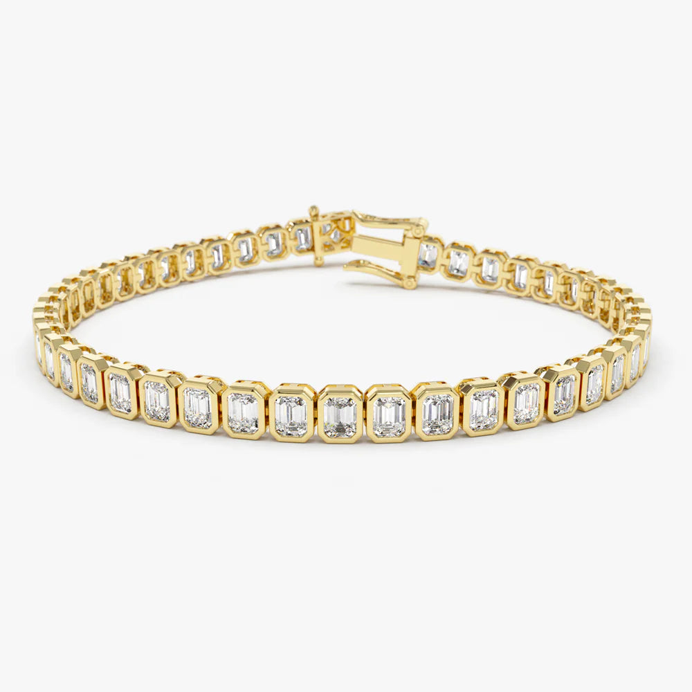 Emerald Cut Bezel Tennis Bracelet