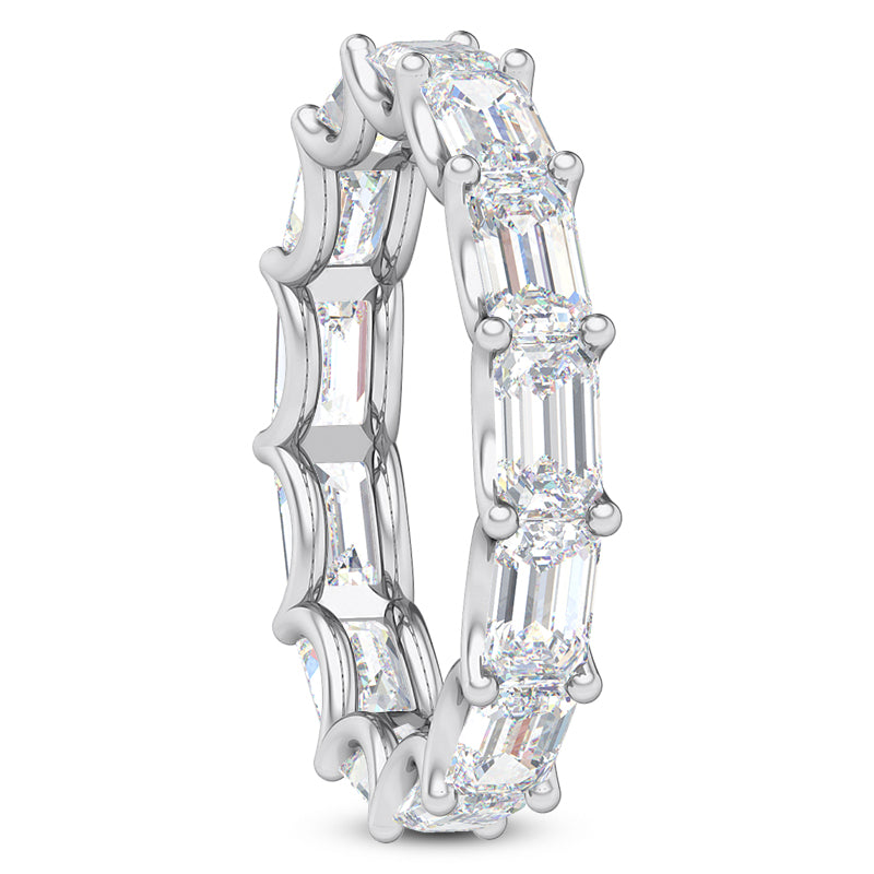 East-to-West Emerald Diamond Eternity Band