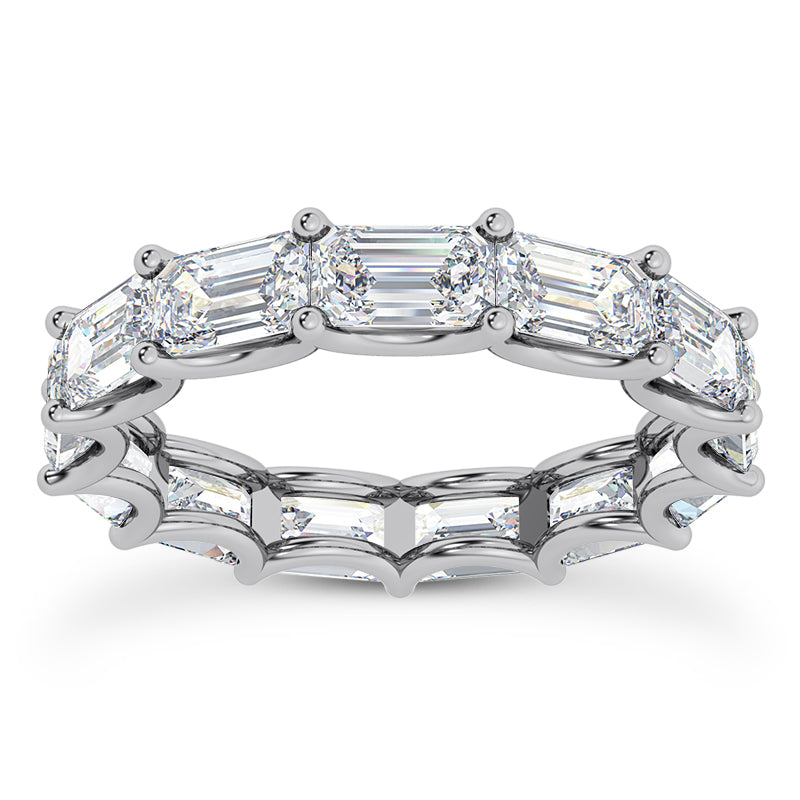 East-to-West Emerald Diamond Eternity Band