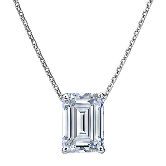 4-Prong Emerald Floating Solitaire Necklace