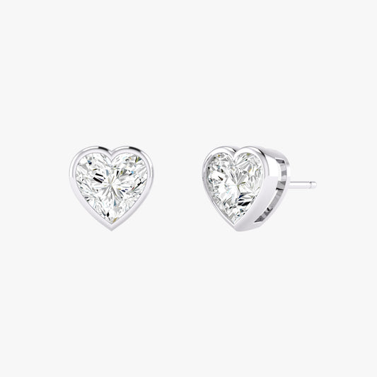 Heart Bezel Set Studs Earrings